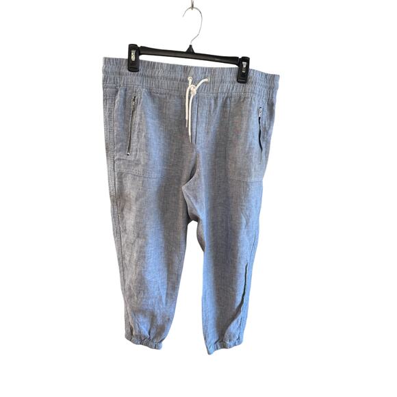 ATHLETA Cabo Linen Jogger Size 14 Petite EUC $79 MSRP Light Blue Pockets Resort - Picture 2 of 8